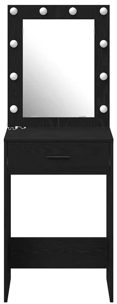 Mesa de Maquilhagem com Luzes LED Carvalho Preto 50x41x135 cm