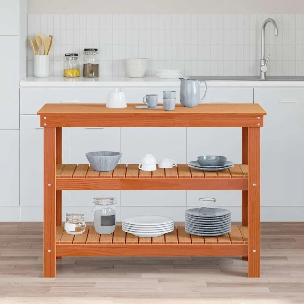 vidaXL Bancada de trabalho Castanho-mel 110,5 x 50 x 80 cm