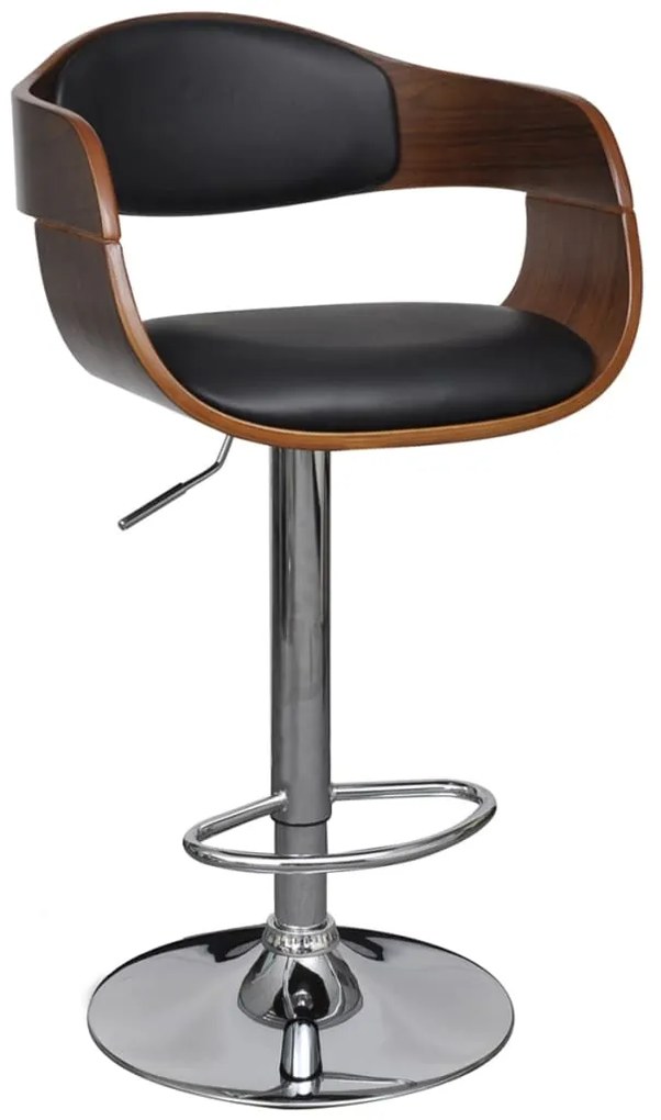 Bancos de bar 2 pcs madeira curvada e couro artificial preto