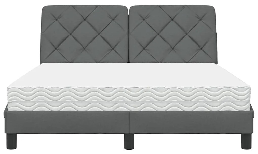 Cama com colchão 140x190 cm tecido cinzento-escuro