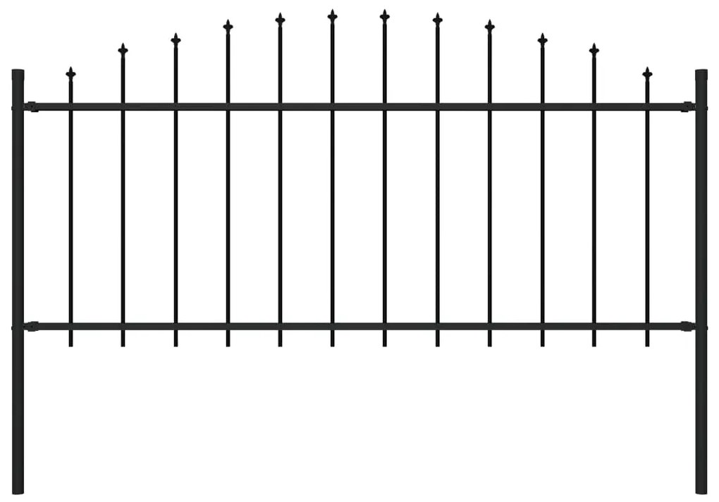 Cerca de jardim com topo em lanças (0,5-0,75)x1,7 m aço preto