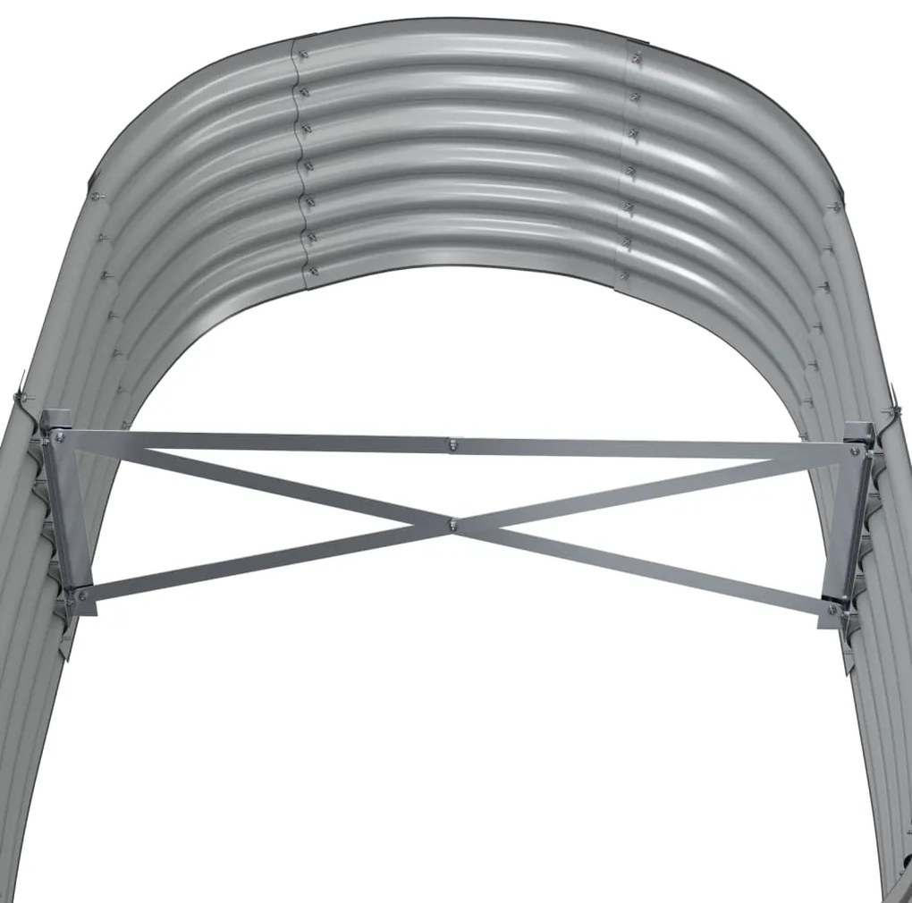 Canteiro elevado jardim 152x80x36cm aço revestido a pó cinzento