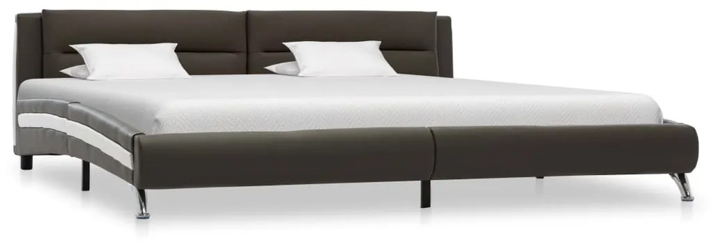 286851 vidaXL Estrutura de cama 160x200 cm couro artificial cinzento