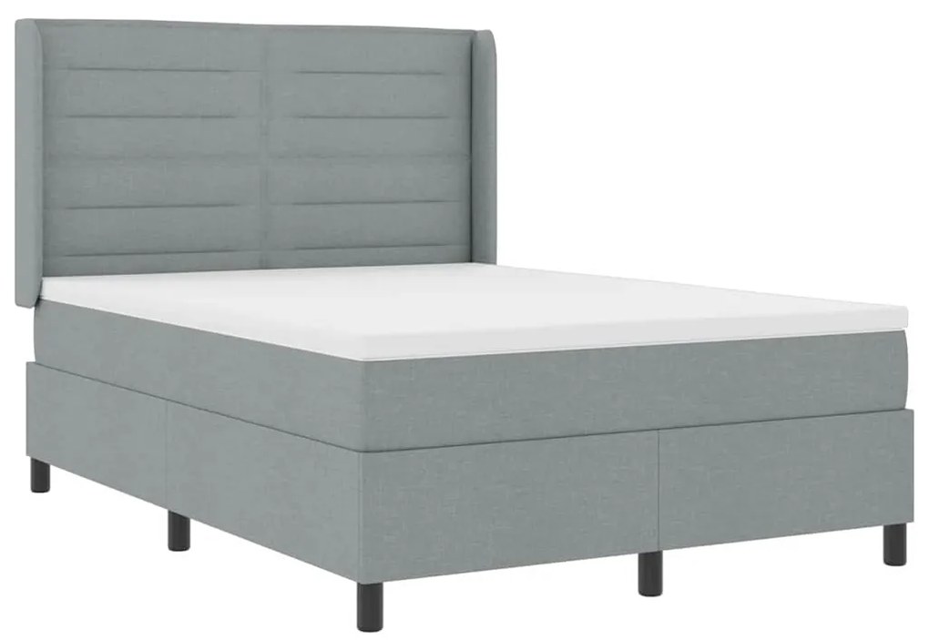 Cama com Estrado e Colchão Cinza Claro 140x200 cm em Tecido