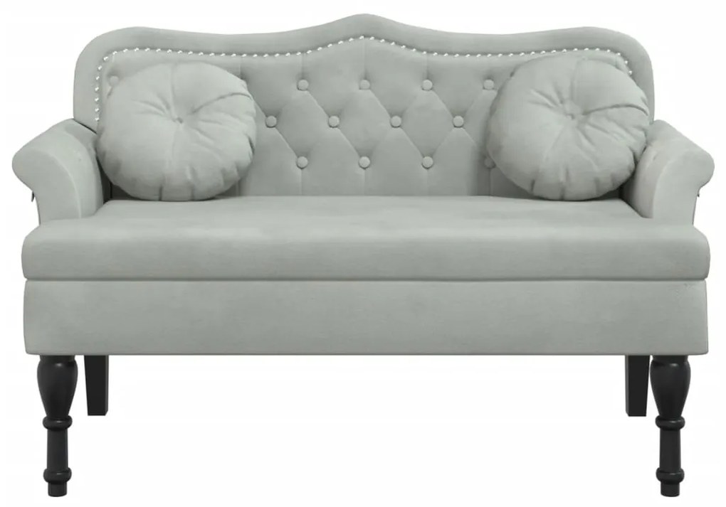 Banco com almofadões 120,5x65x75 cm veludo cinzento-claro