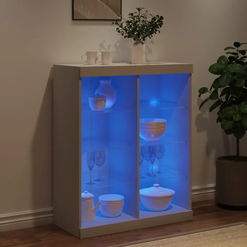 Aparador com luzes LED 81x37x100 cm branco