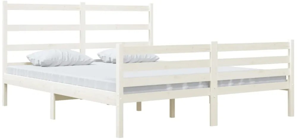Estrutura de cama 140x190 cm pinho maciço branco