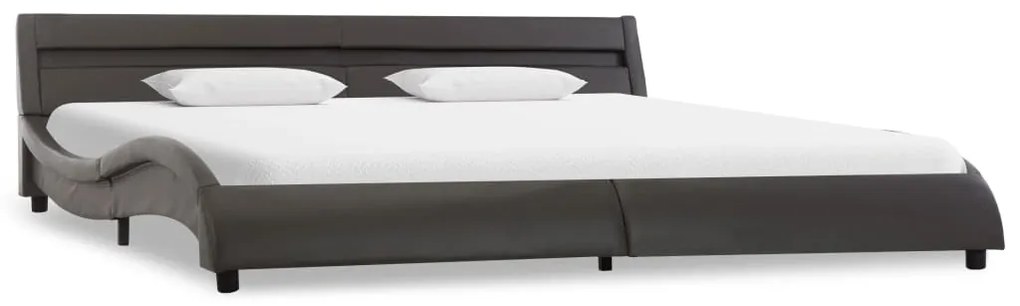 Estrutura de cama c/ LEDs 180x200 cm couro artificial cinzento