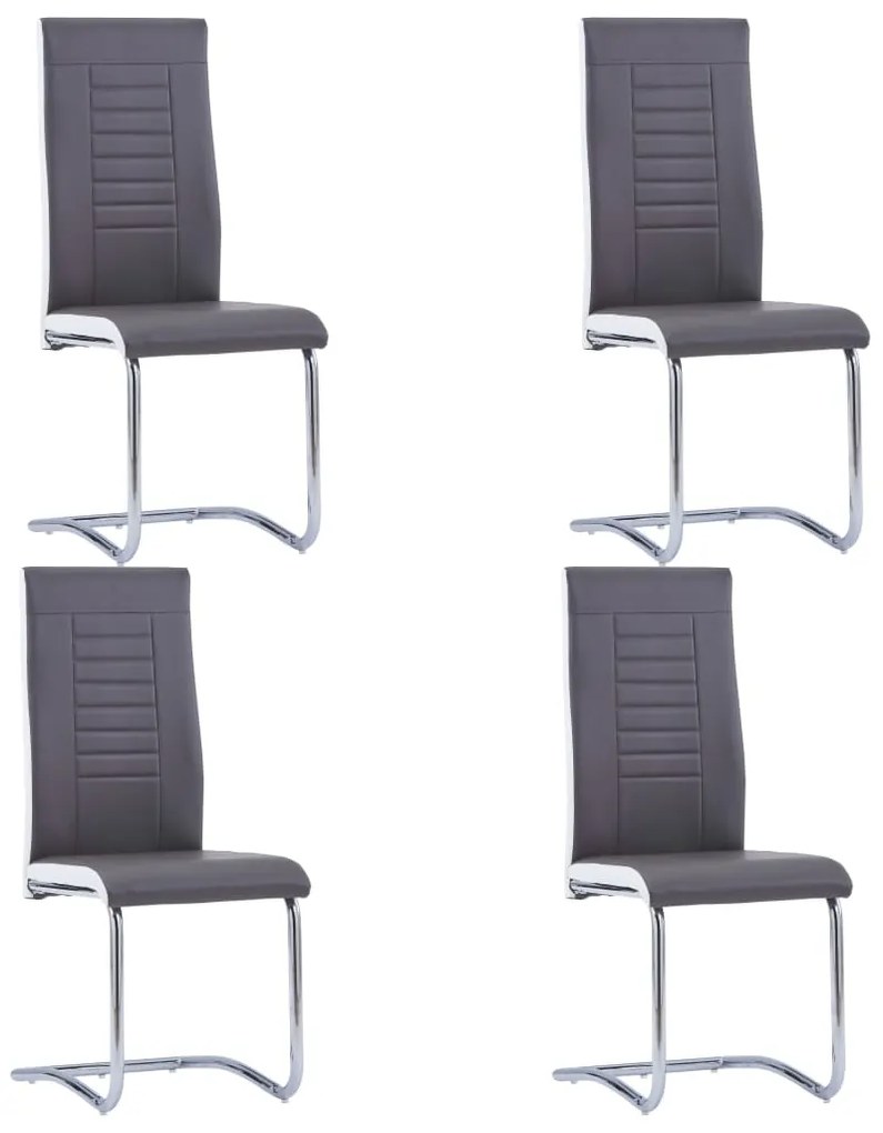 vidaXL Cadeiras de jantar cantilever 4 pcs couro artificial cinzento