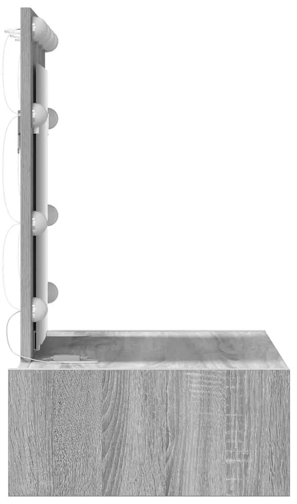 Mesa de Maquilhagem Suspensa com Luzes LED Cinza Sonoma
