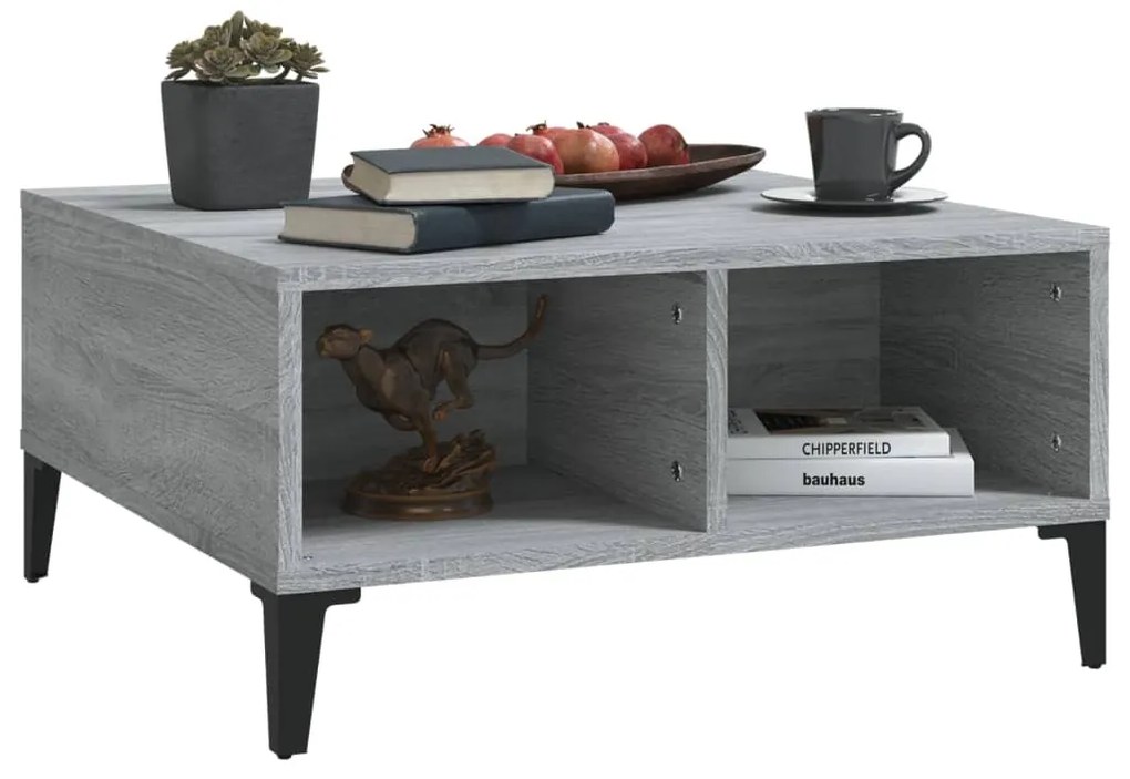 Mesa de centro 60x60x30 cm derivados de madeira cinzento sonoma
