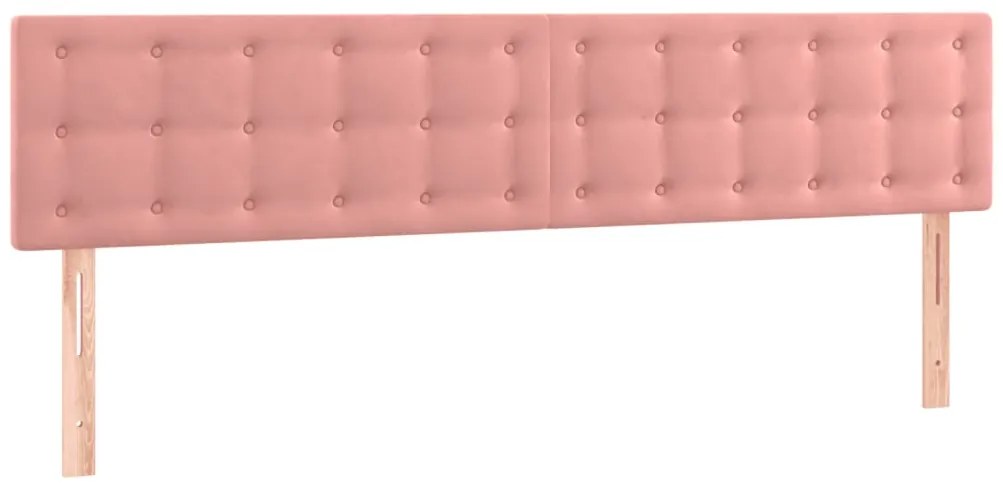 Cabeceira de cama c/ luzes LED veludo 200x5x78/88 cm rosa