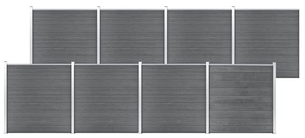 vidaXL Painel de vedação para jardim 1391x186 cm WPC cinzento