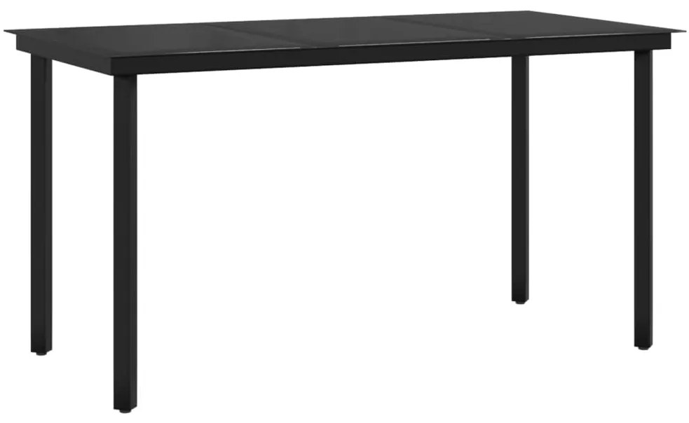 7 pcs conjunto de jantar para jardim com almofadões preto