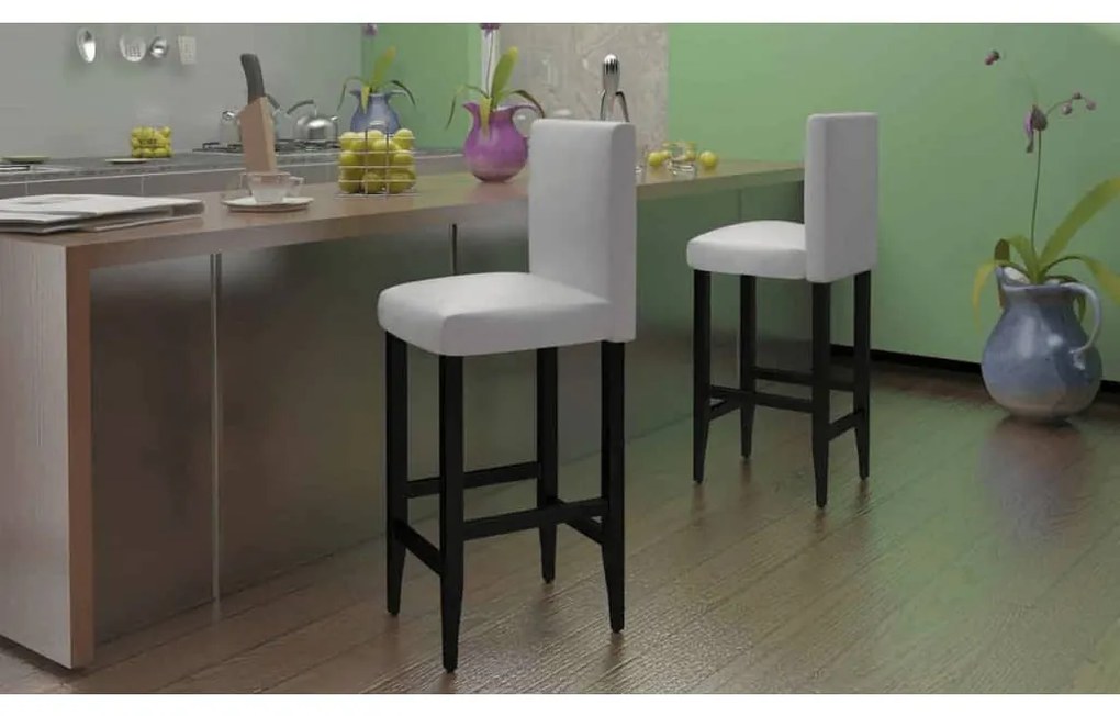vidaXL Bancos de bar 6 pcs couro artificial branco