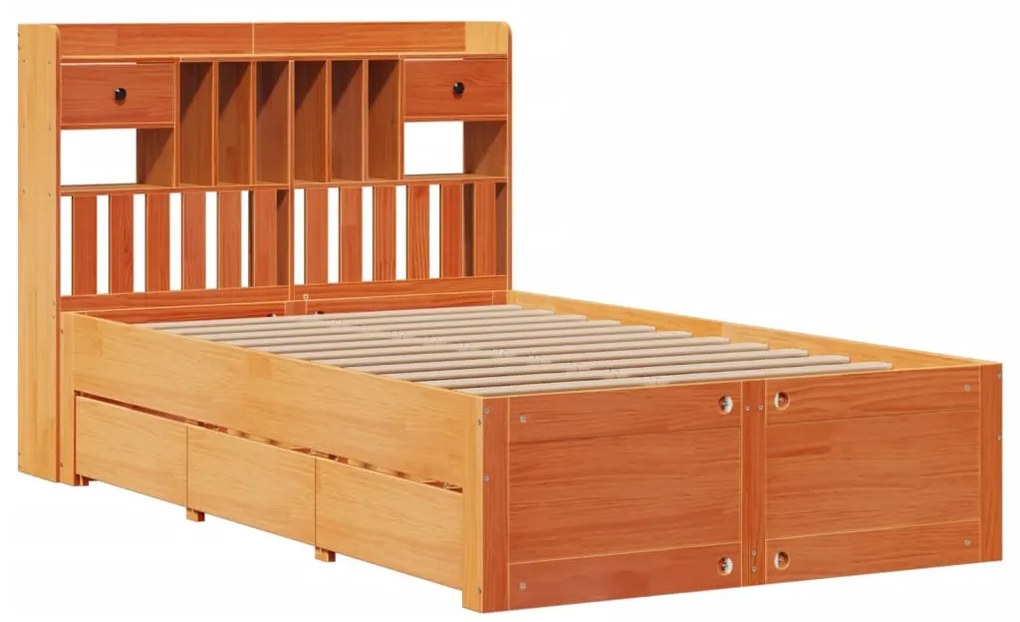 Cama com estante sem colchão 135x190 cm pinho maciço