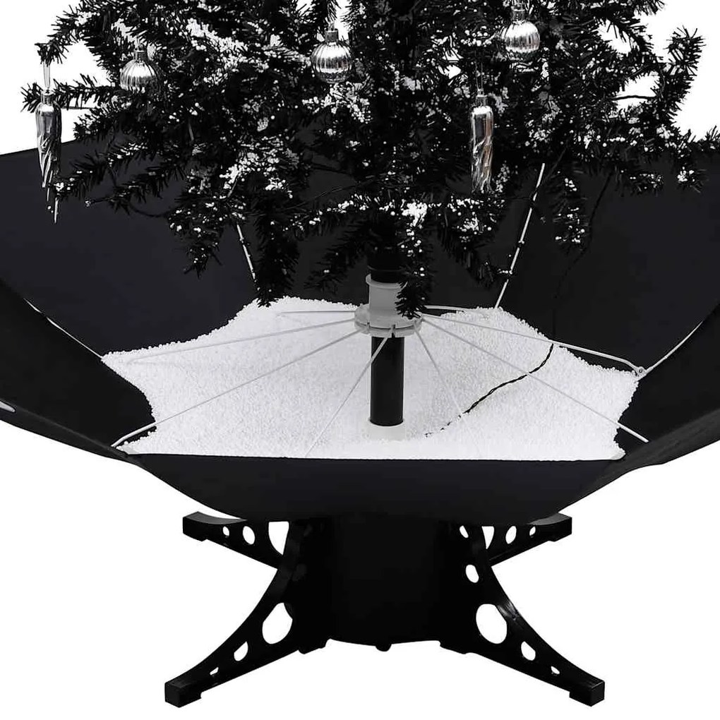 Árvore Natal c/ neve base formato guarda-chuva 170 cm PVC preto