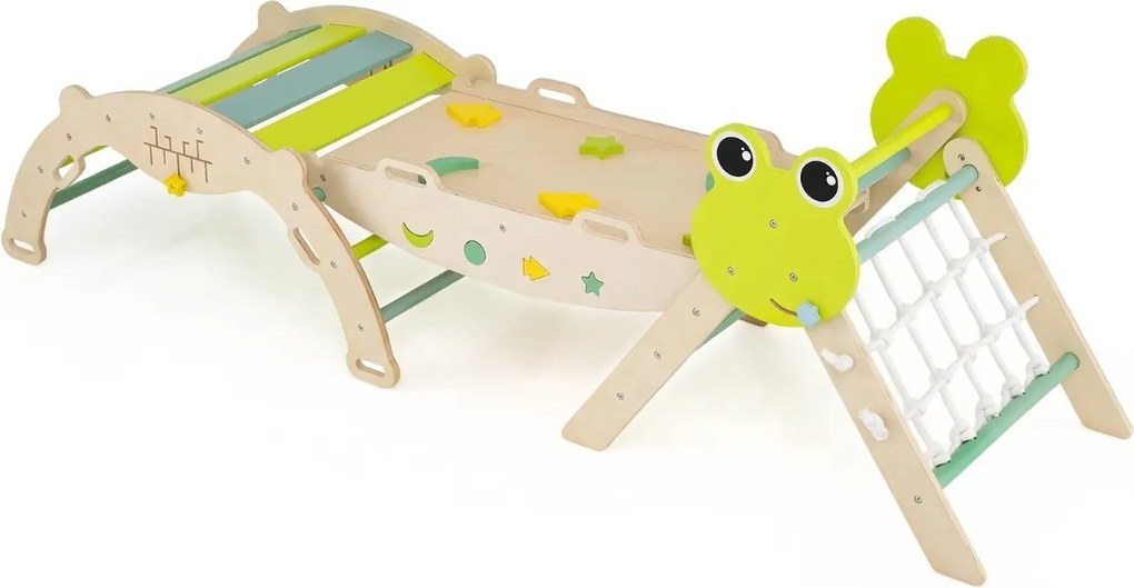 Conjunto de escalada triangular, ginásio dobrável com arco, rampa e escalada, brinquedo Montessori com blocos e labirinto para sala verde