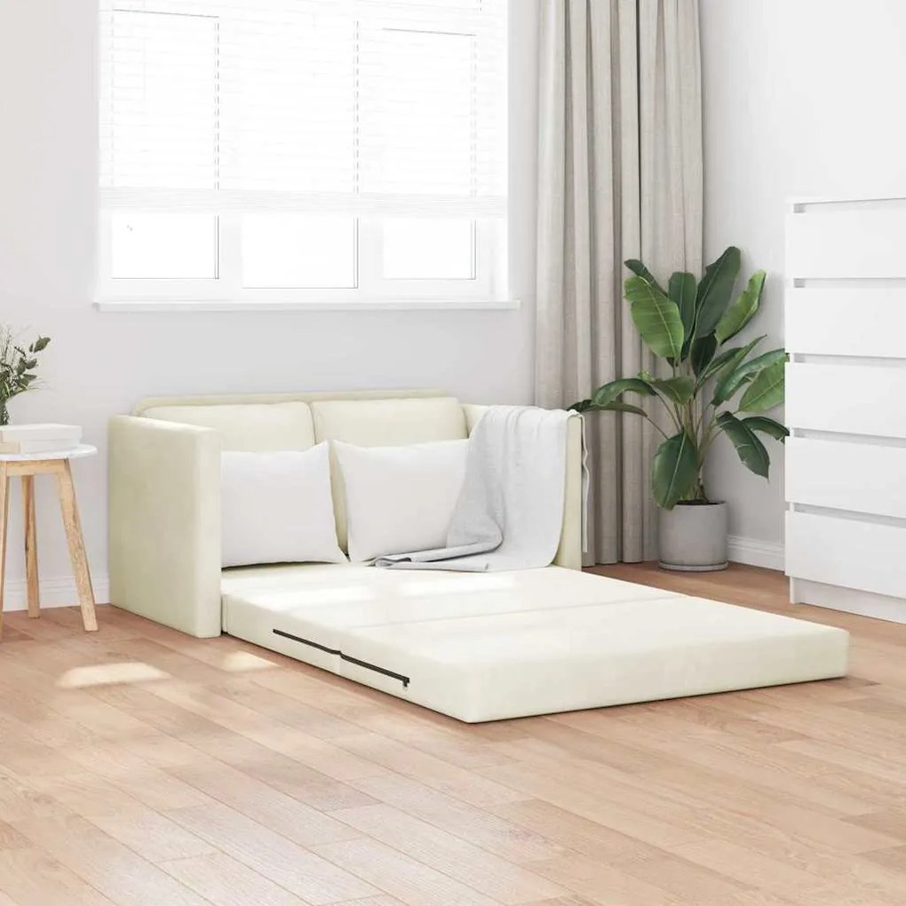 vidaXL Sofá-Cama Creme 204 x 122 x 60 cm Veludo