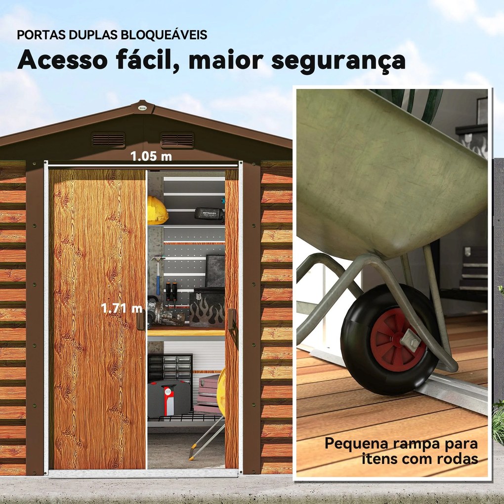 Abrigo de Jardim Exterior 3 m² 152x235,7x208,7 cm Abrigo de Jardim Met