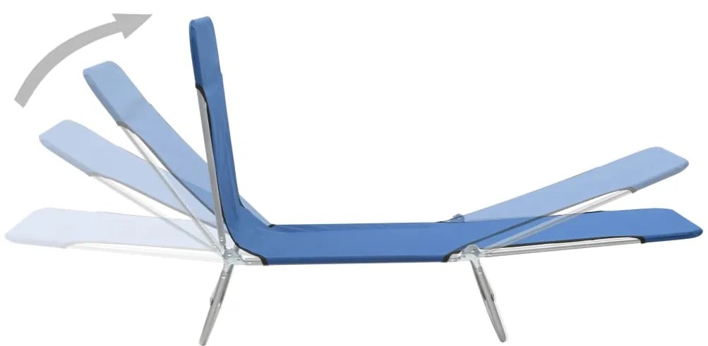 Espreguiçadeiras dobráveis 2 pcs aço e tecido azul