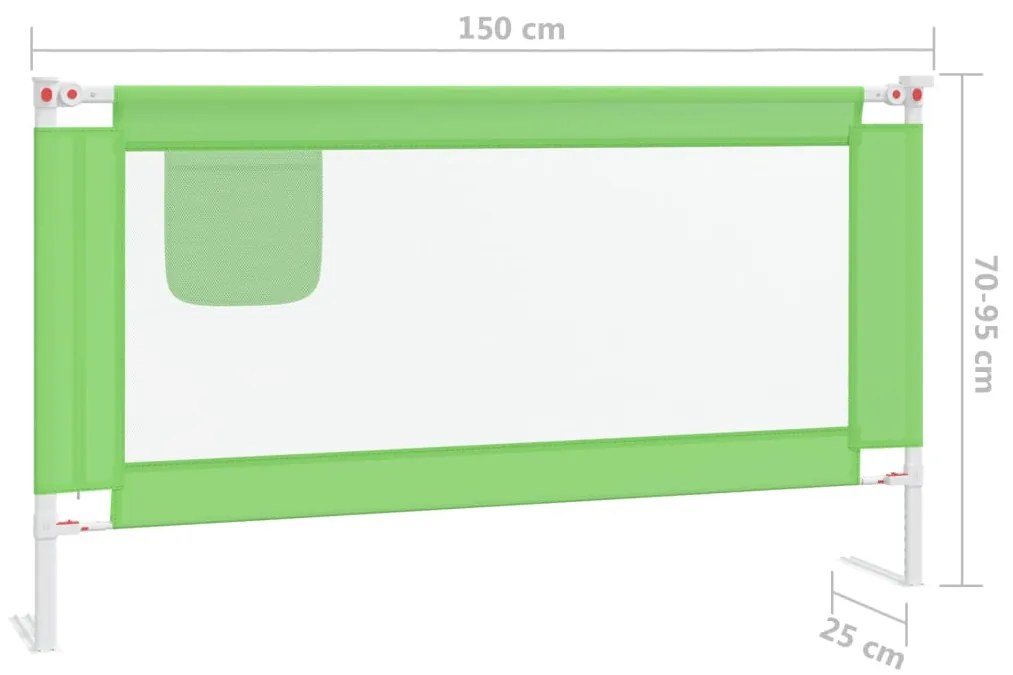 Barra de segurança p/ cama infantil tecido 150x25 cm verde