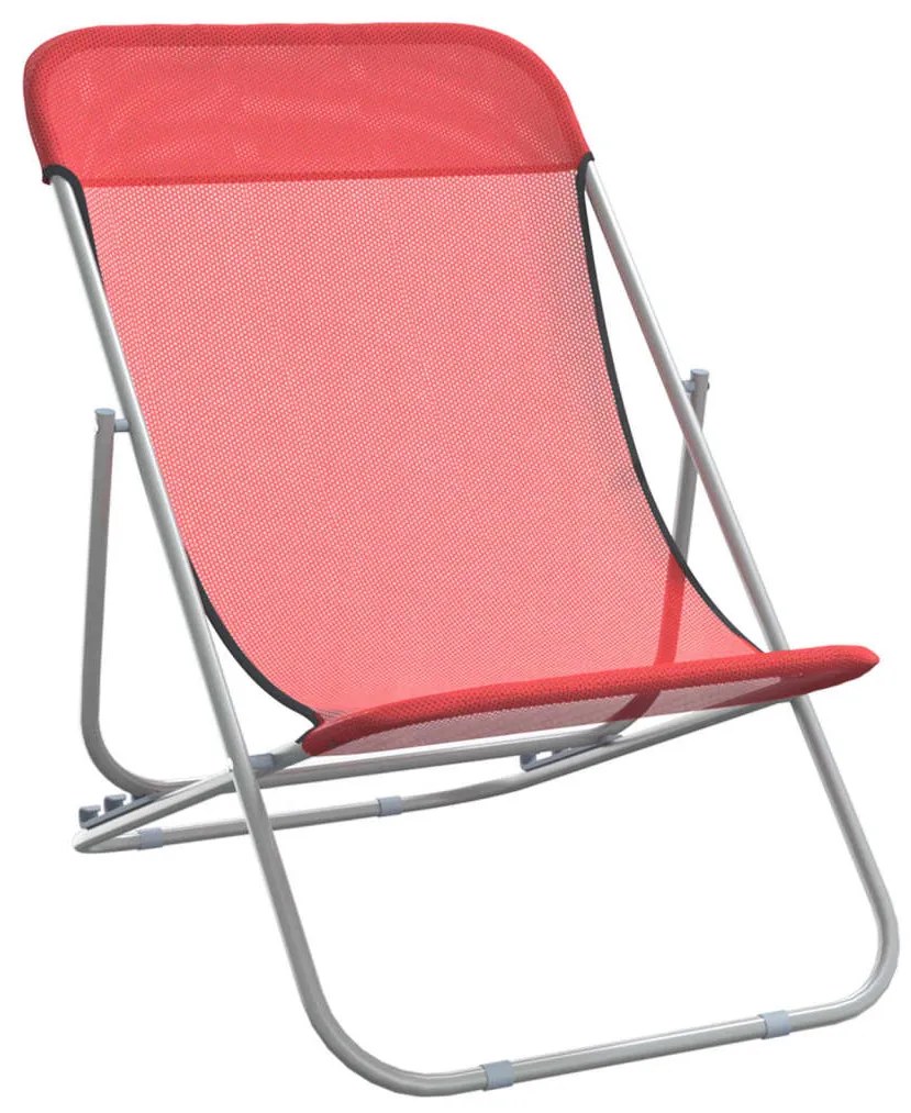 Cadeiras praia dobráveis 2pcs textilene/aço revest. pó vermelho