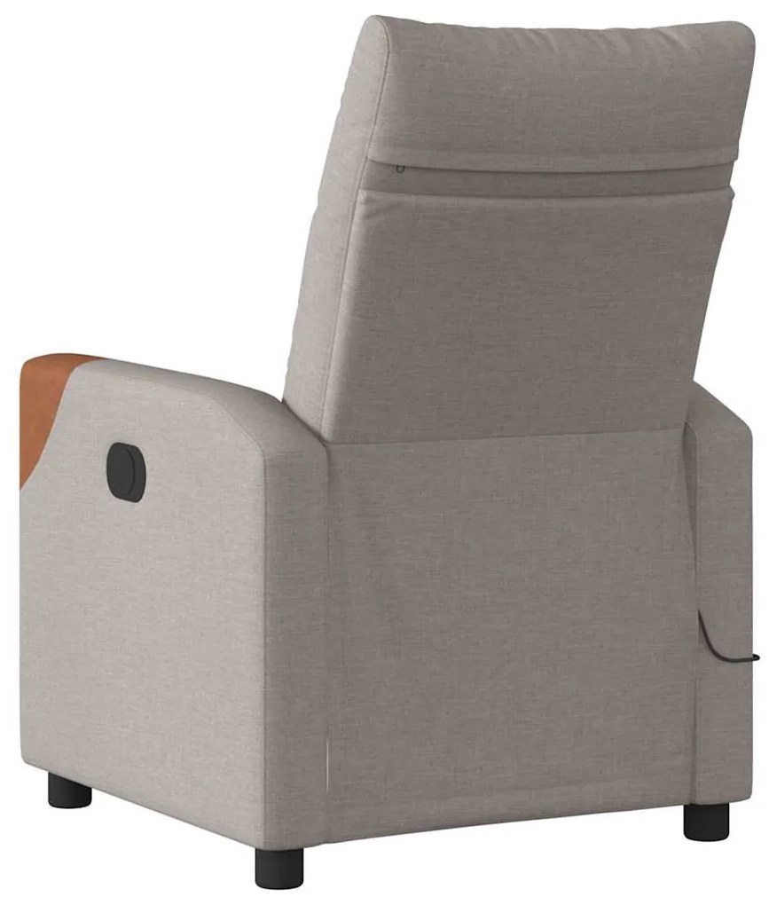 Poltrona de massagens reclinável tecido cinzento-acastanhado