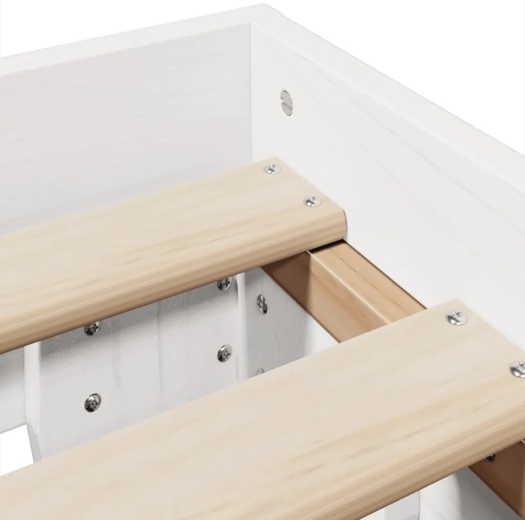 Cama sem colchão 135x190 cm madeira de pinho maciça branco