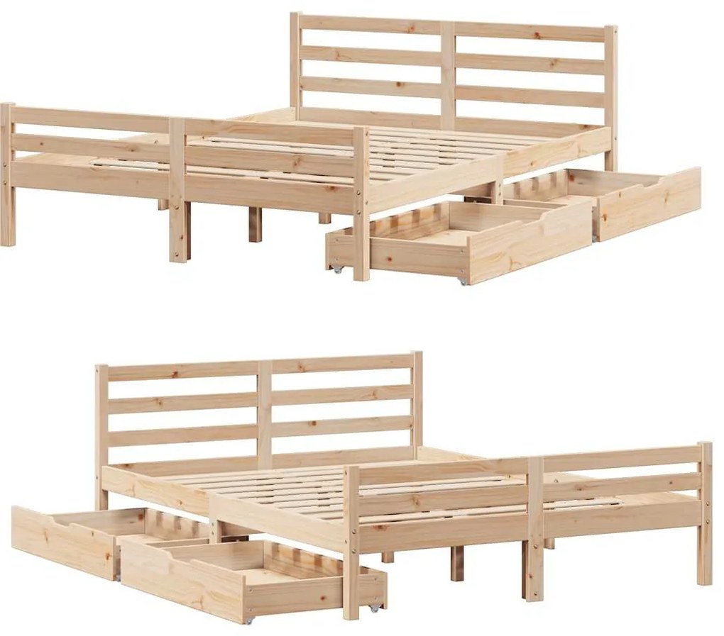 Cama sem colchão 140x190 cm madeira de pinho maciça