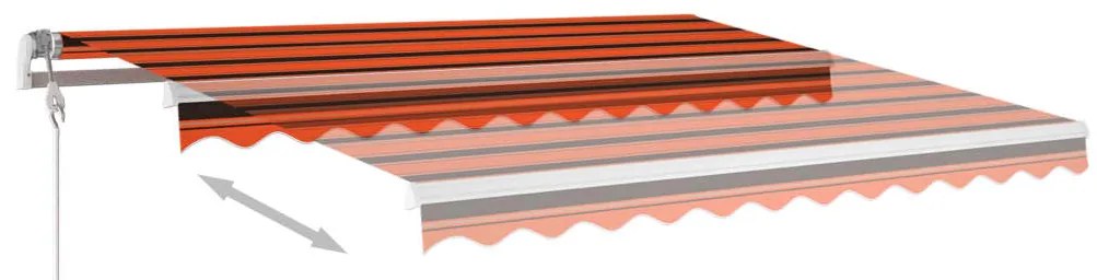 Toldo retrátil manual com postes 3x2,5 m laranja e castanho