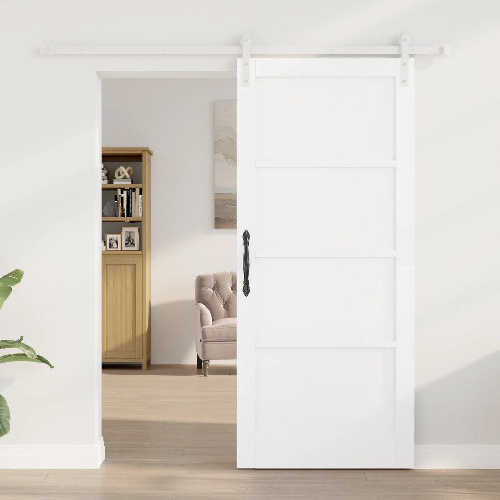 Porta Deslizante vidaXL com Conjunto de Hardware Branco 86x198.5 cm Ma