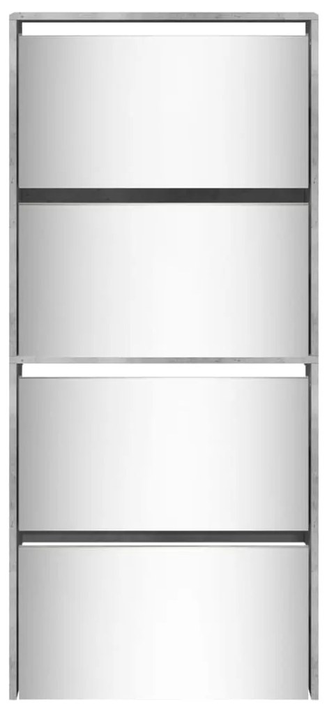 Sapateira c/ espelho 4 divisórias 63x17x134 cm cinza cimento