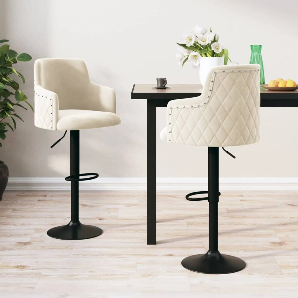 vidaXL Bancos de bar 2 pcs veludo creme