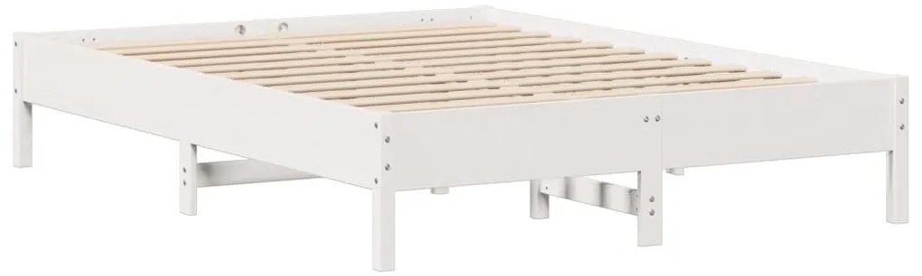 Cama sem colchão 160x200 cm madeira de pinho maciça branco