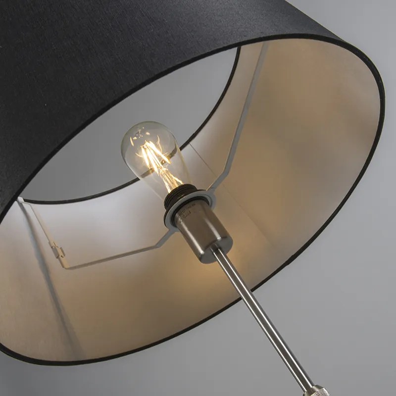 Candeeiro de pé em aço com abajur preto 45 cm ajustável - Parte Design,Moderno