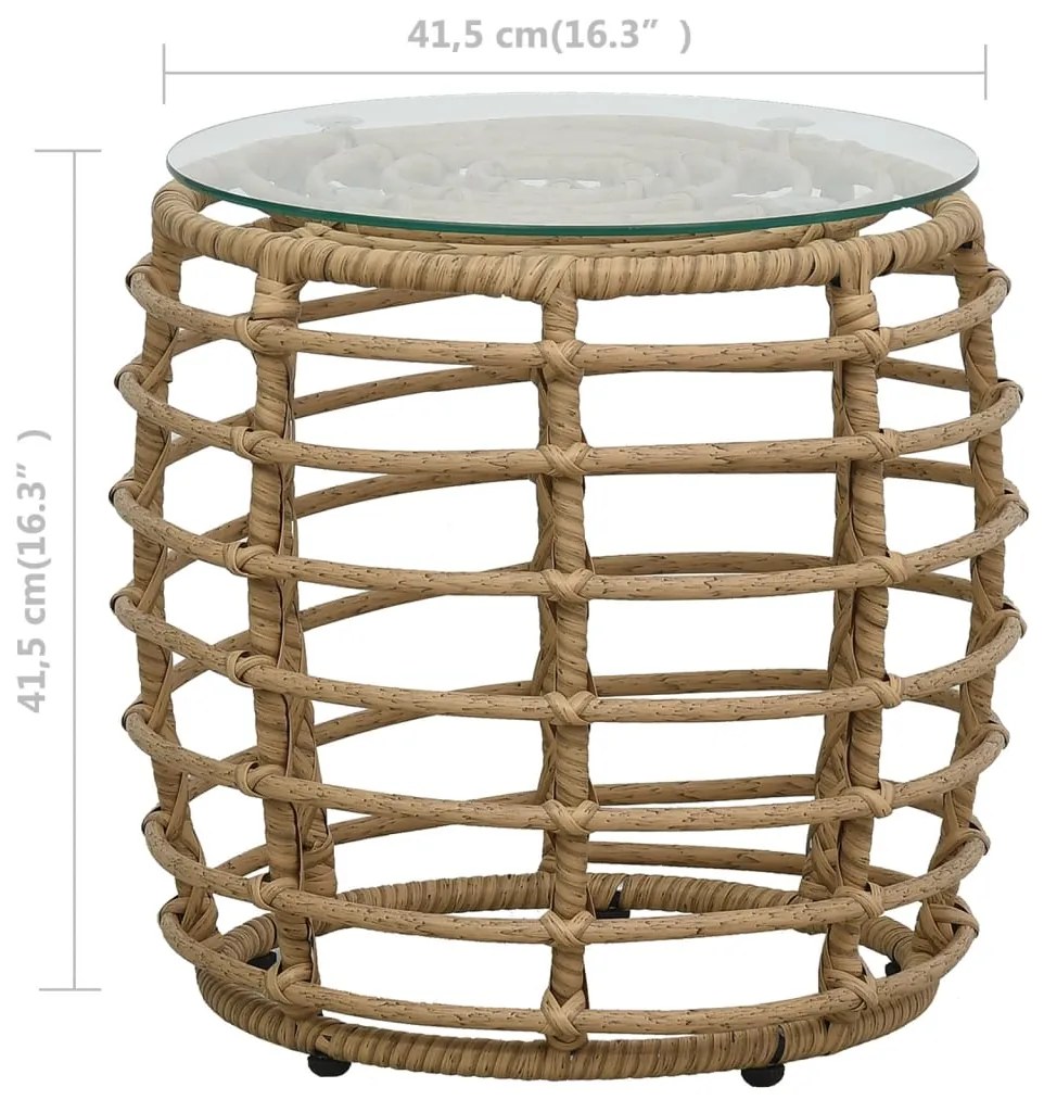 3 pcs conjunto bistrô vime PE cor carvalho