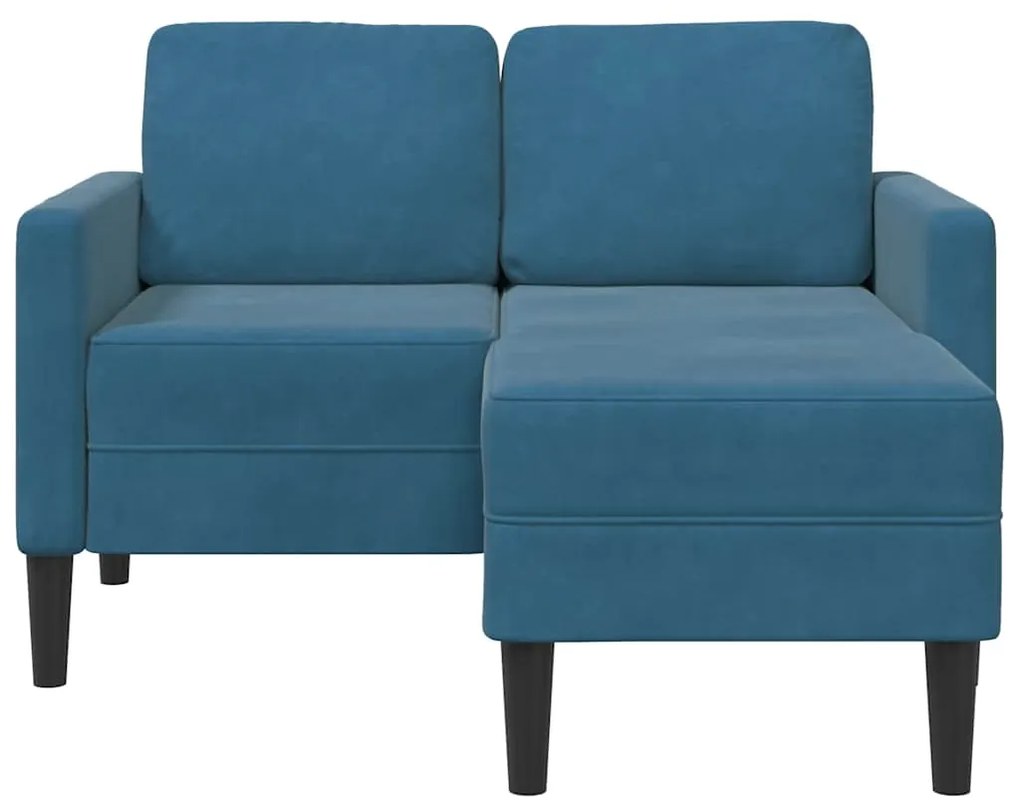 Sofá 2 lugares com Chaise em L 125 cm veludo azul