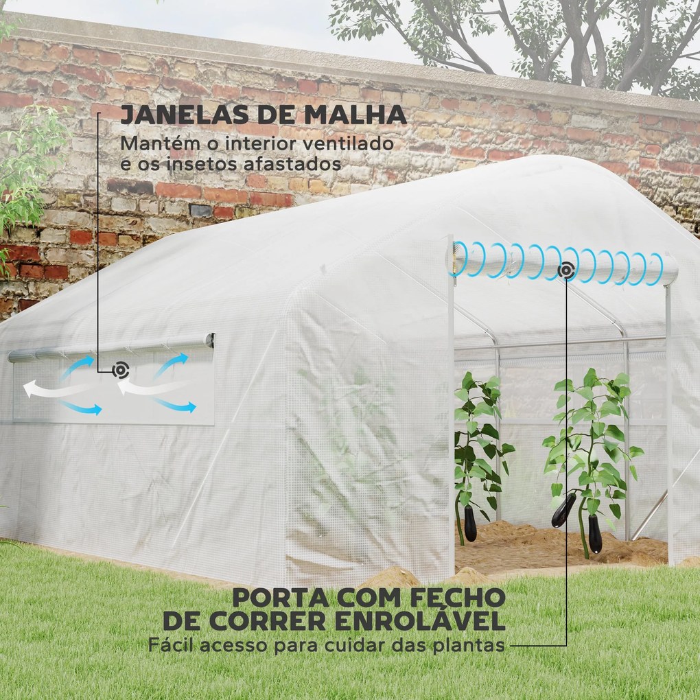 Estufa tipo Túnel 4x3x2 m Estufa de Exterior com 2 Janelas Cobertura P