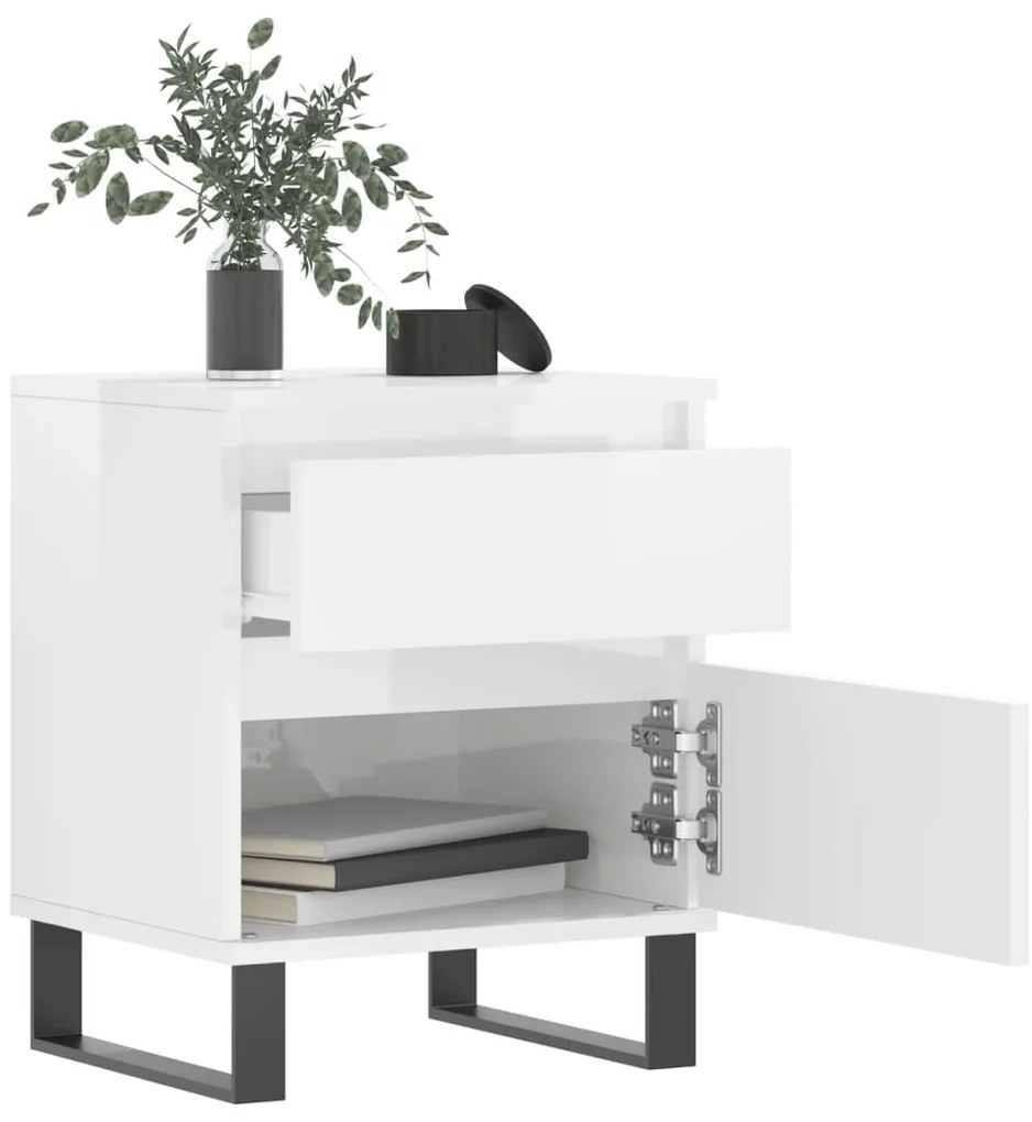 Mesa de cabeceira 2 pcs derivados de madeira branco brilhante