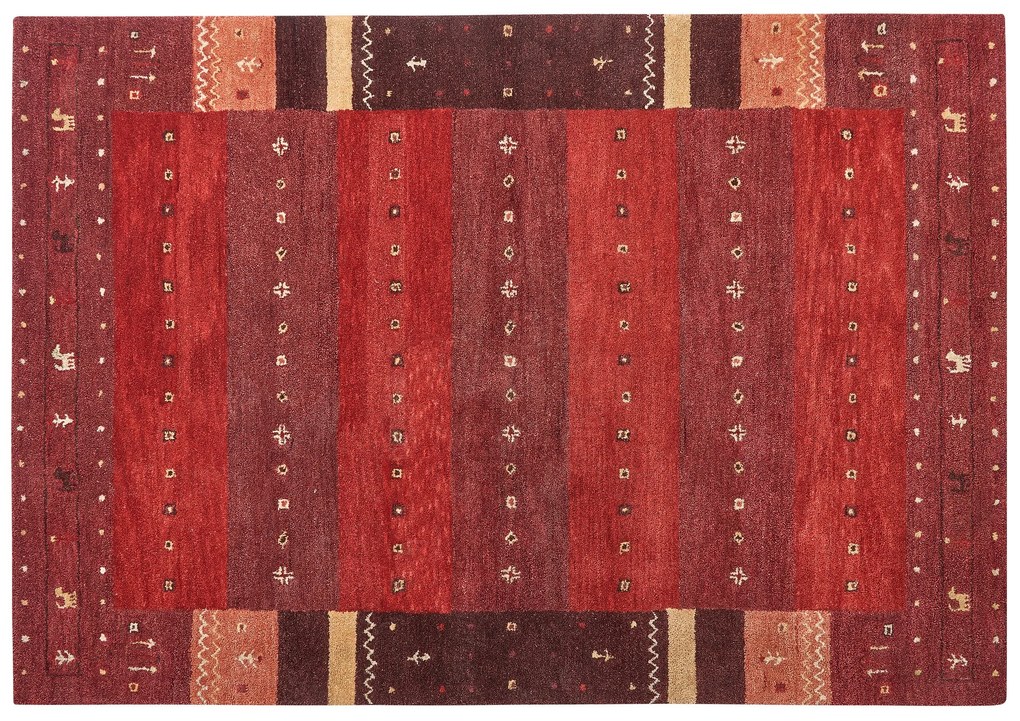 Tapete Gabbeh em lã vermelha 160 x 230 cm SINANLI Beliani