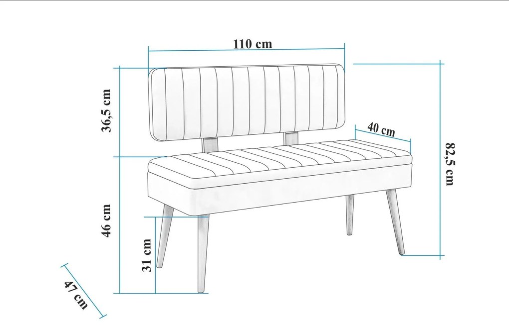 Bank Vina – Branco/Azul Escuro – 110x82,5x40 cm