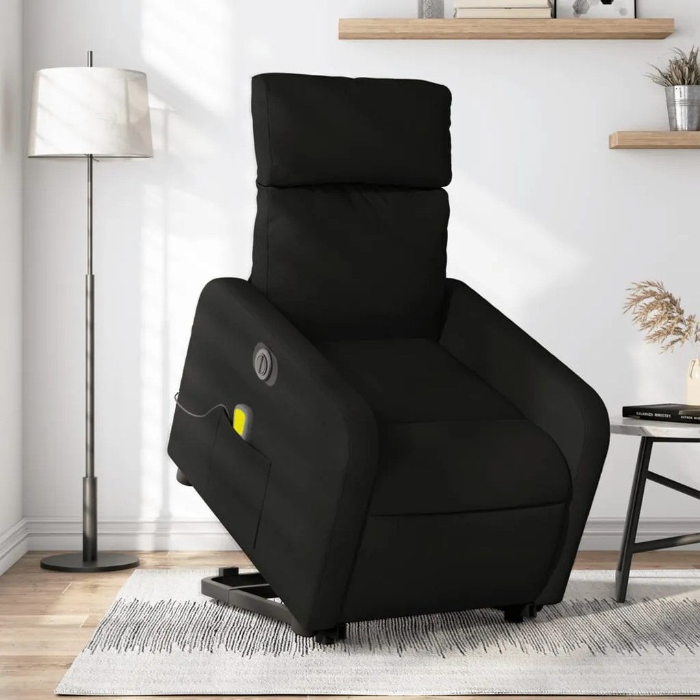 vidaXL Poltrona elétrica elevatória massagens tecido preto
