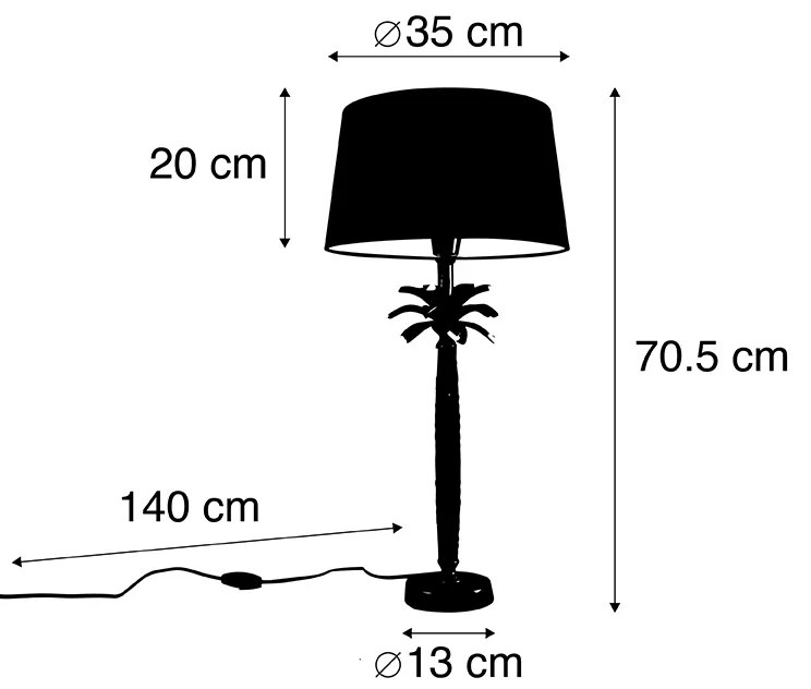 Candeeiro de mesa Art Deco bronze com abajur preto 35 cm - Areka Art Deco