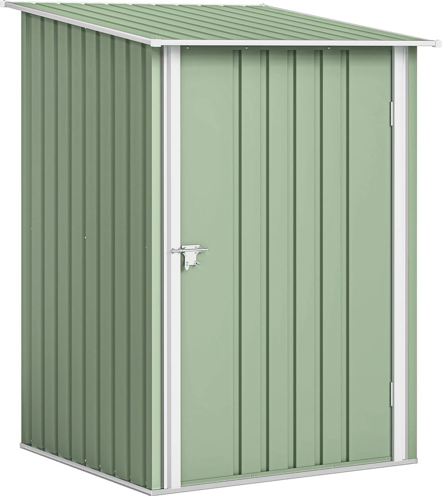 Outsunny Casinha de Jardim Porta-Ferramentas em Aço Galvanizado com Porta, 100x104x160 cm, Verde claro | Aosom Portugal