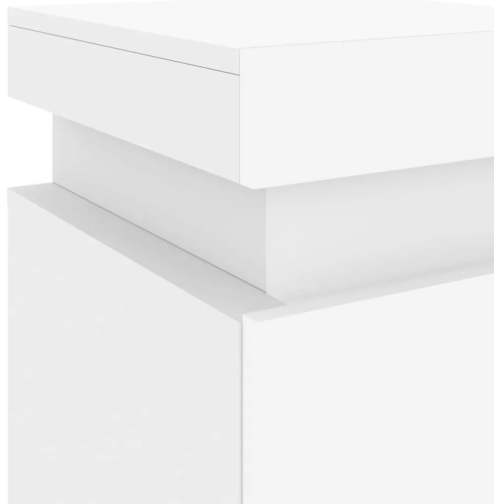 Mesa de cabeceira com luzes LED 35x39x55 cm branco