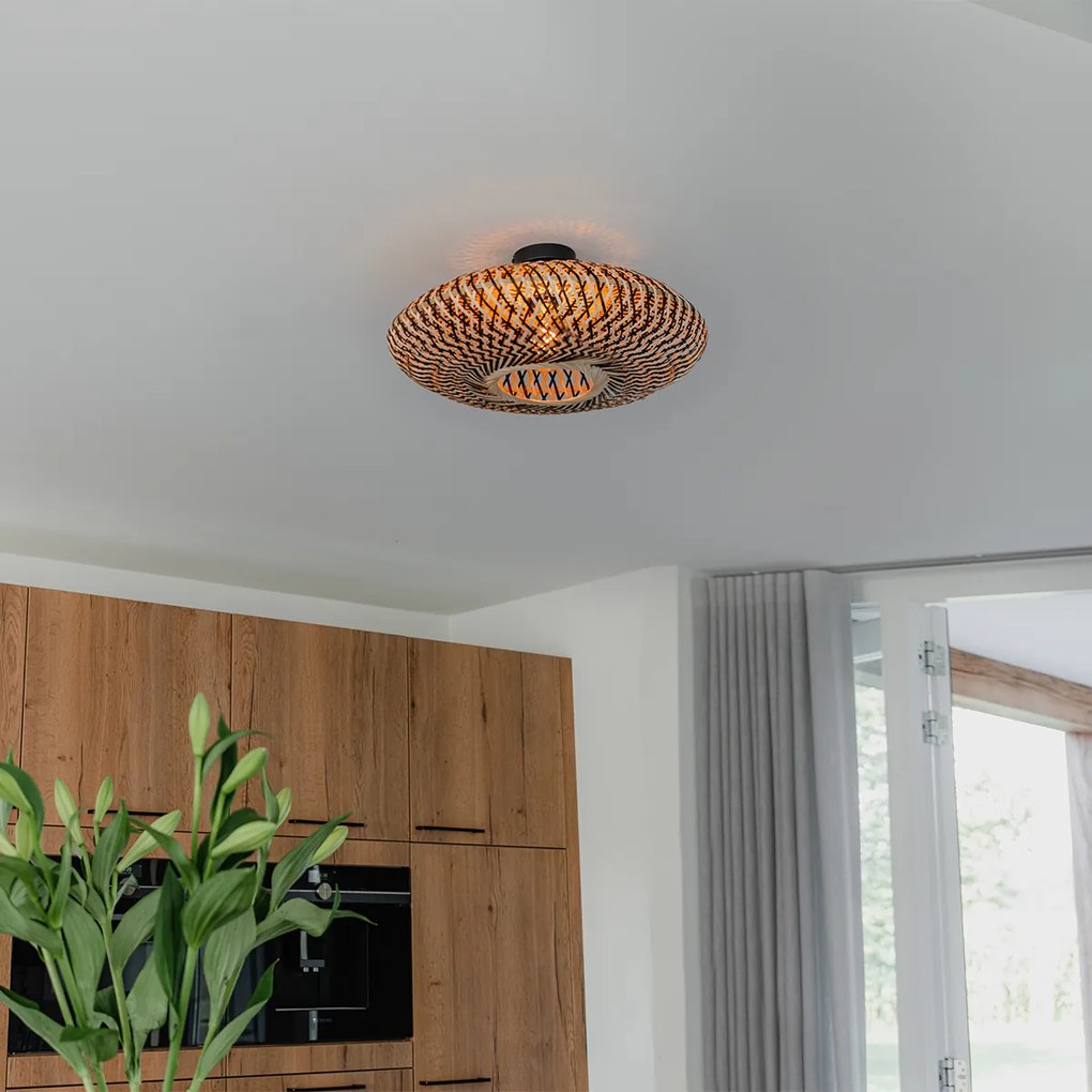 Luminária de teto oriental bambu preto 50 cm - Ostrava