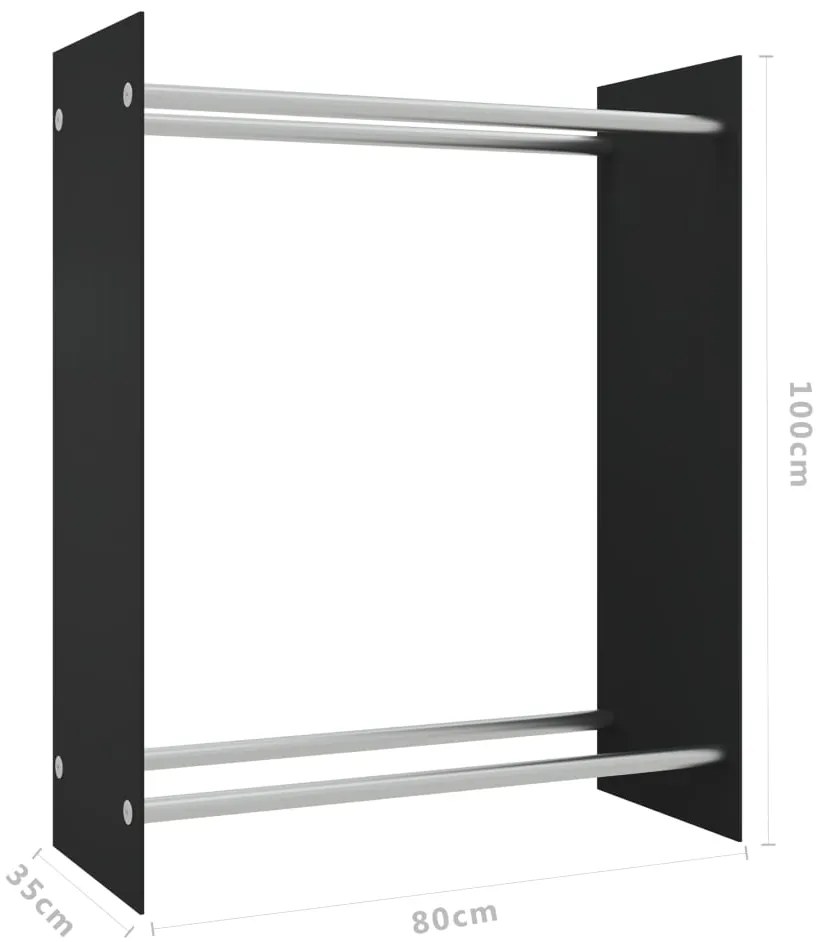 Suporte para lenha 80x35x100 cm vidro temperado preto