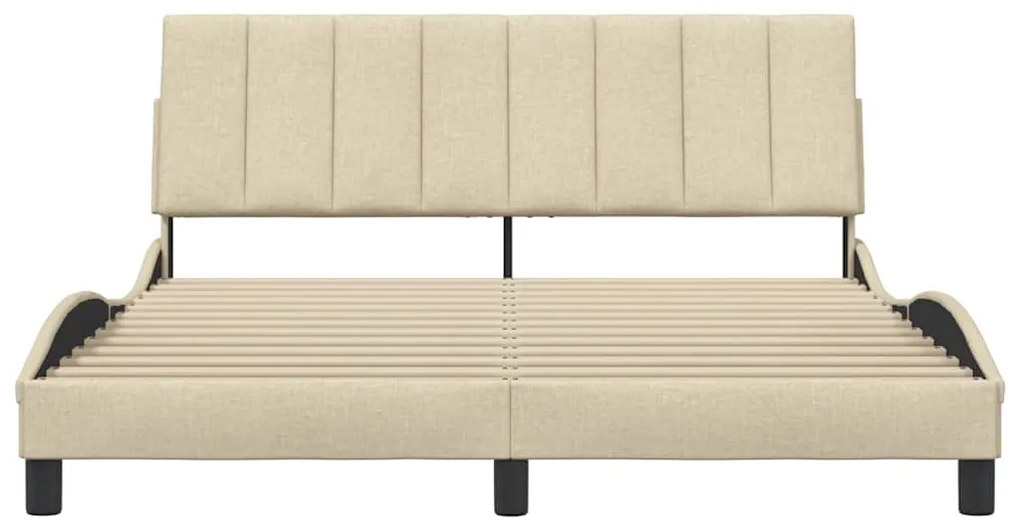 Estrutura de cama sem colchão 160x200 cm tecido cor creme