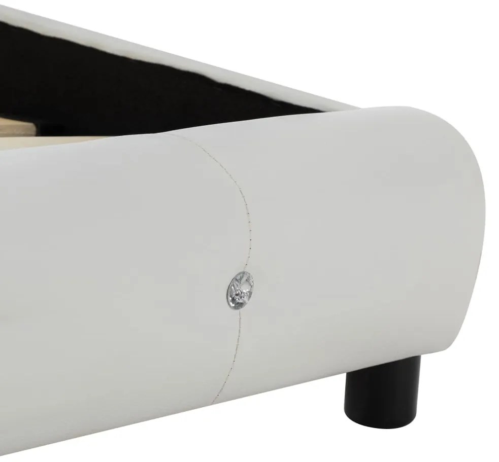 Cama + colchão espuma memória 160x200cm couro artificial branco